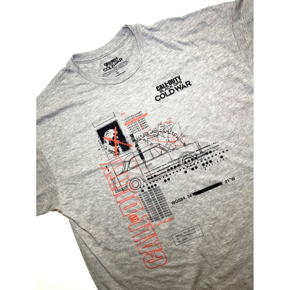 Call of Duty Black Ops Cold War Mens Gray Graphic T-Shirt XL Gamer Collector COD